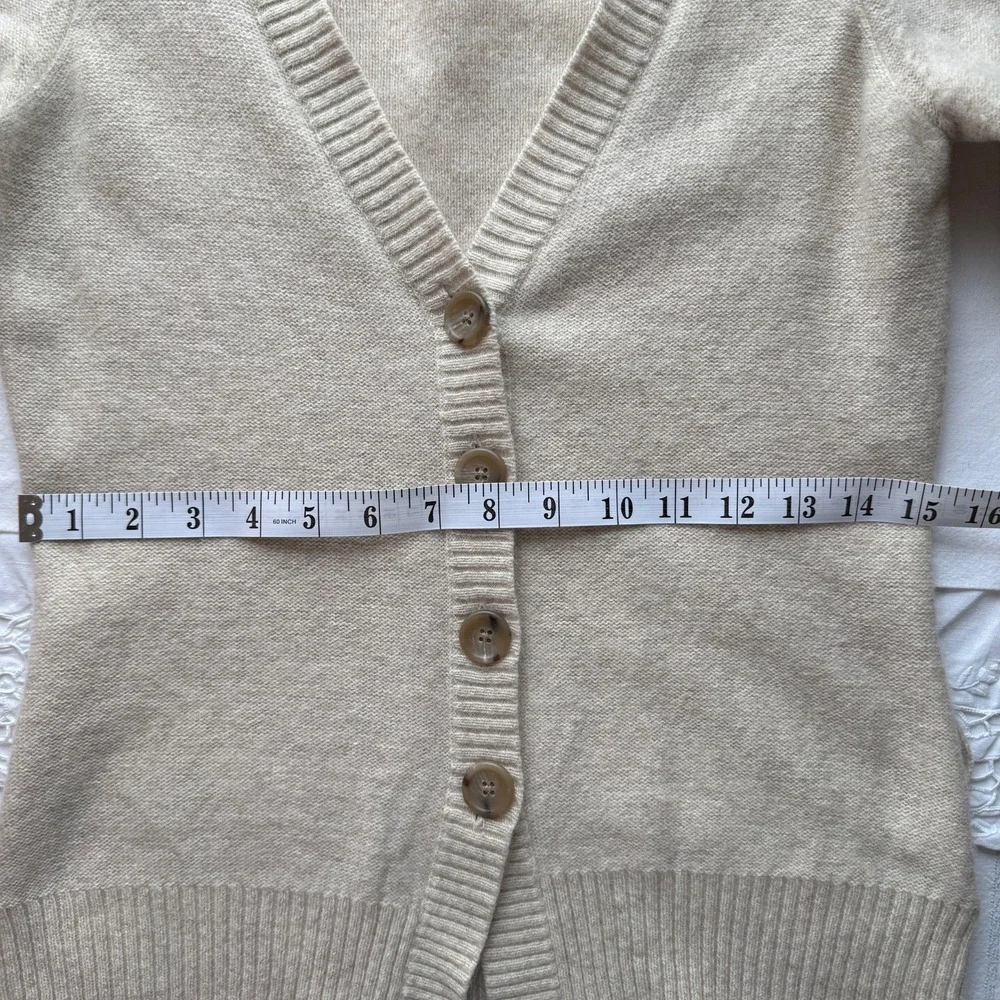 Banana Republic Angora Wool Cardigan Belted V Neck Soft Knit S Ivory Classic Fit - Picture 12 of 16